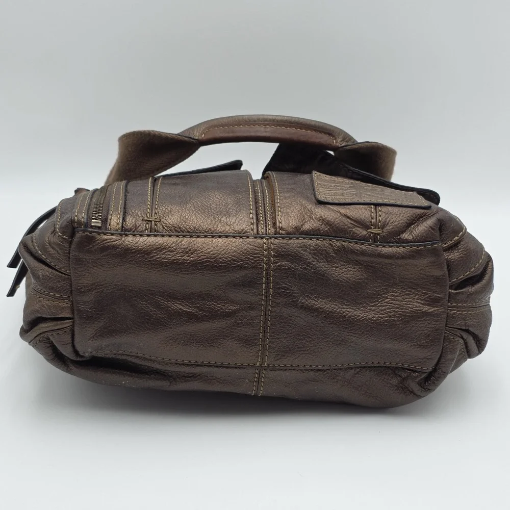 FOSSIL Long Live Vintage Soft Copper Brown Pebble Leather Hobo Purse Bag‎ Hippie